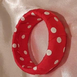 Ribbon wrapped bracelet of polka dots